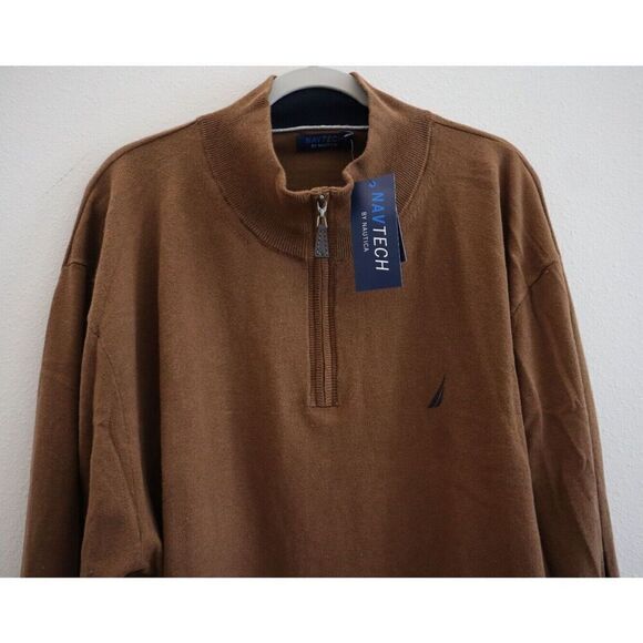 Navtech x Nautica SR3704 Men's Sz 2XL Coconut Shell Brown 1/4-Zip Sweater - Picture 8 of 9